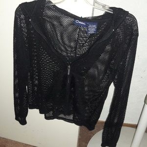 Mesh zip-up hoodie